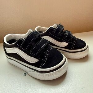 Vans Kids Black and White Velcro Sneakers